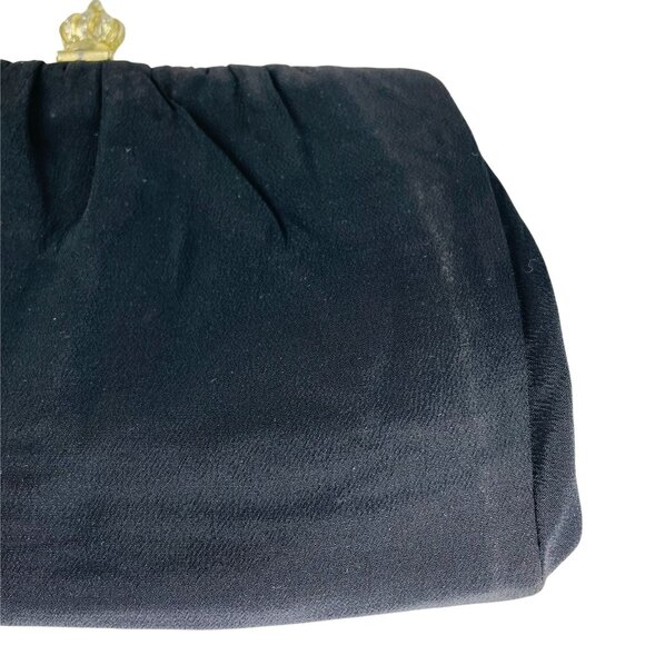 Vintage Black Fabric Evening Purse Clutch Wedding Handbag 9 x 5 u - Picture 4 of 10